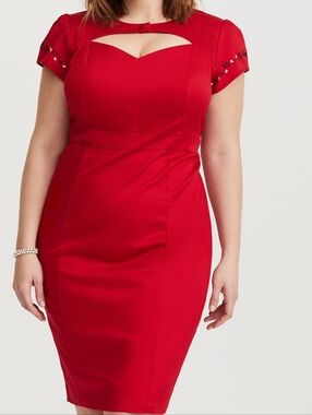 Torrid Betty Boop Collection Red Embroidered Keyhole Cap Sleeve Dress